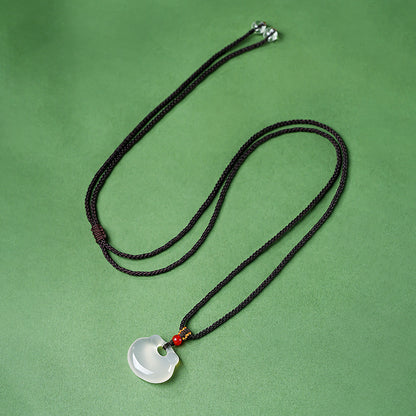 Icy Chalcedony Ruyi Lock Pendant, Peace Charm, Gift for Mom & Girlfriend