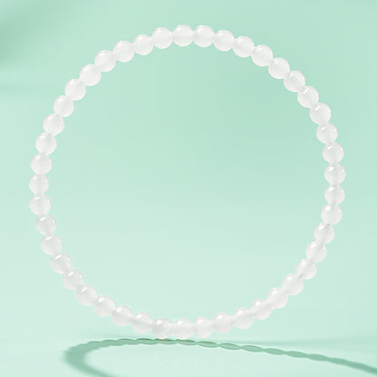 [Premium Grade] High-Oil White Hetian Jade Bracelet, Plain Single Strand Couple Bracelet