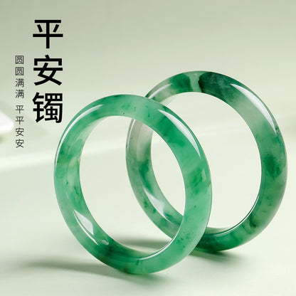 Women's African Jade Peace Bangle with Floating Patterns, Gift for Mom & Girlfriend