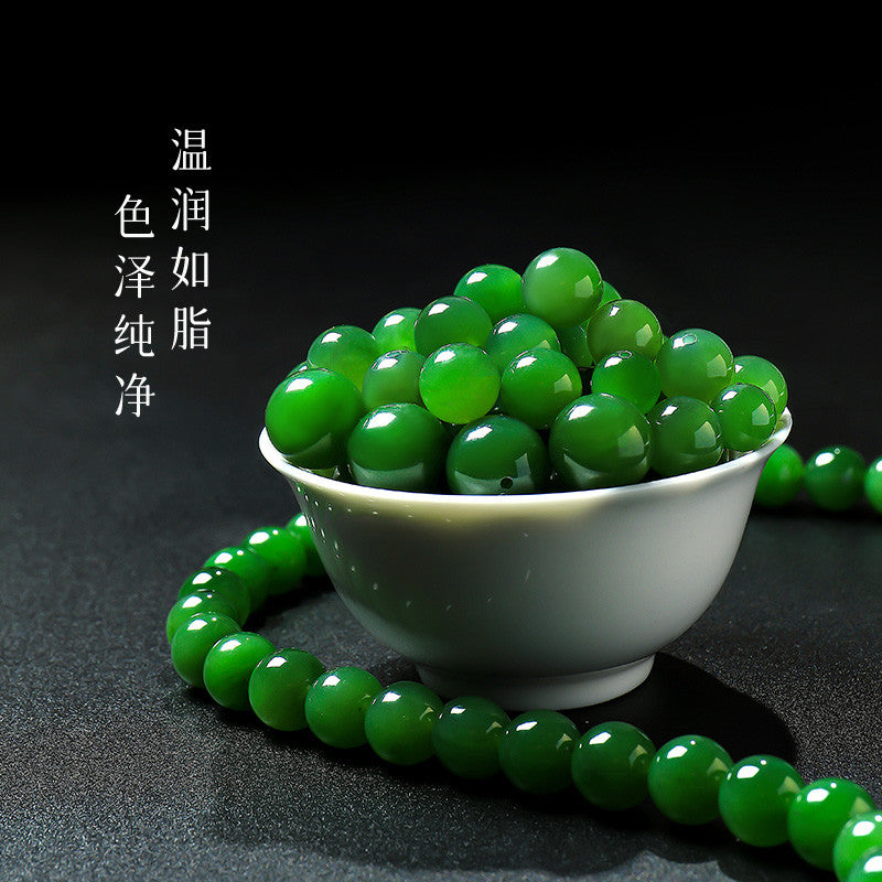 High-quality Spot-free Hetian Jasper Round Beads, DIY Loose Beads