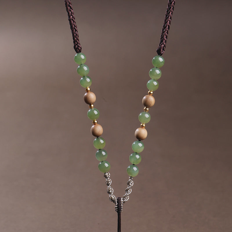 Handmade DIY Hetian Jade Necklace with Braided Cords, Multiple Styles Available, With Certificate