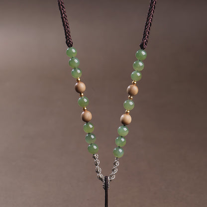 Handmade DIY Hetian Jade Necklace with Braided Cords, Multiple Styles Available, With Certificate
