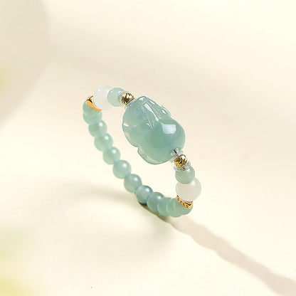 DIY Multi-gem Ring, Small Seed Beads with Jasper, White Jade, Jadeite, Turquoise, Agate, Cinnabar Fashion Adjustable Ring Jewelry