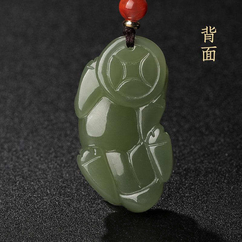 Pale Cyan Hetian Jade Pixiu Pendant for Men & Women, Holiday Lucky Gift Jade Charm