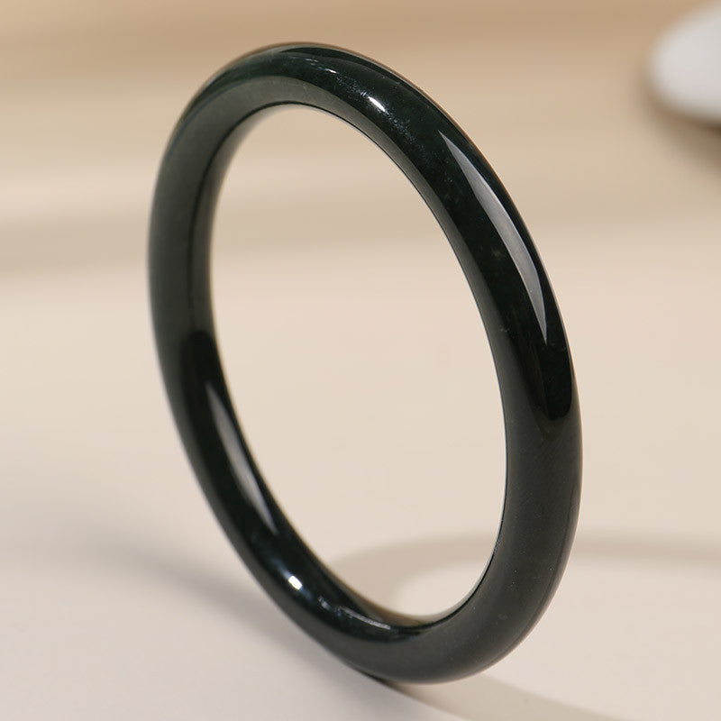 Elegant Green Hetian Jade Bangle, Simple Stylish Beauty Bangle for Women