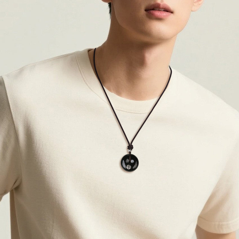 Oily Hetian Dark Green Jade Safety Buckle Pendant, Unisex Peace Jade Charm