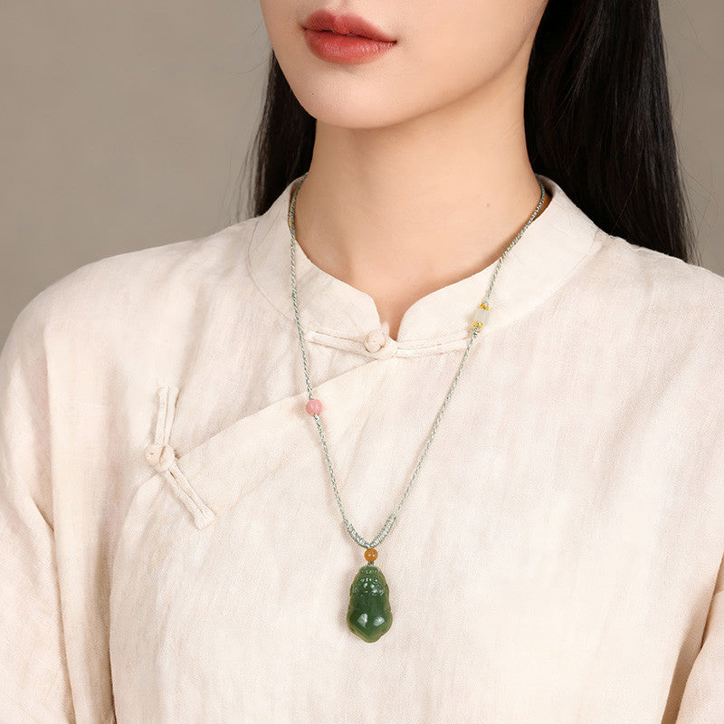 Prosperous Fortune | Hetian Jade Lake-Green Pixiu Pendant, Unisex Auspicious Beast Jade Charm