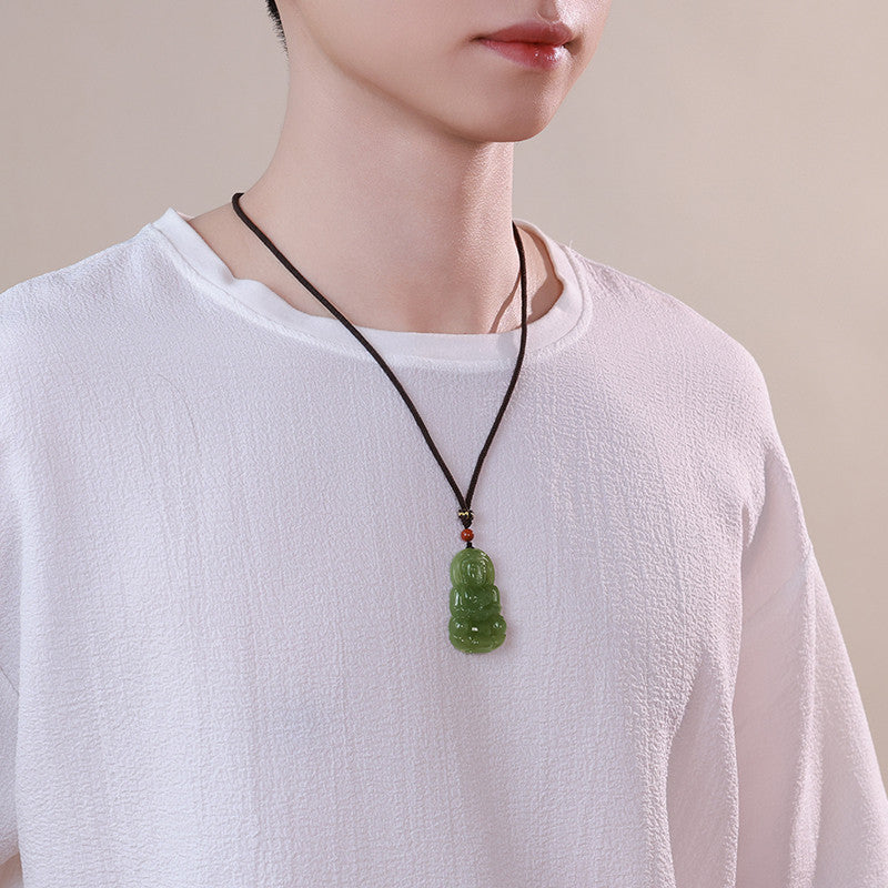 Men's Hetian Jade Sitting Lotus Guanyin Pendant, Auspicious Jade Charm, Premium Holiday Gift with Certificate & Collectible Value