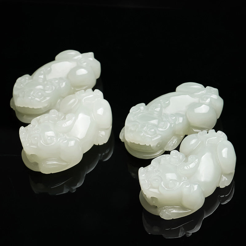 Couple Style Hetian Jade Pixiu Pendant, Auspicious Mythical Beast Charm