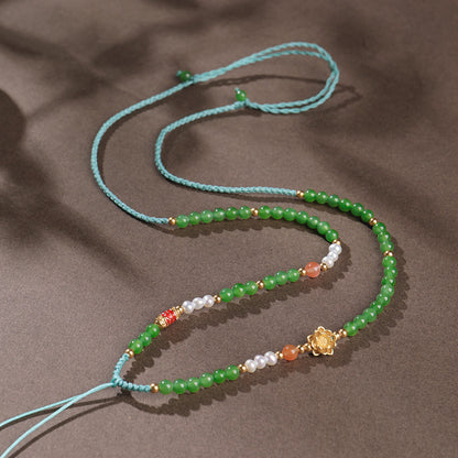 Handmade DIY Hetian Jade Necklace with Braided Cords, Multiple Styles Available, With Certificate