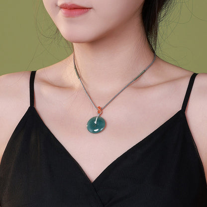 Women's Blue Water Jadeite Peace Buckle Pendant