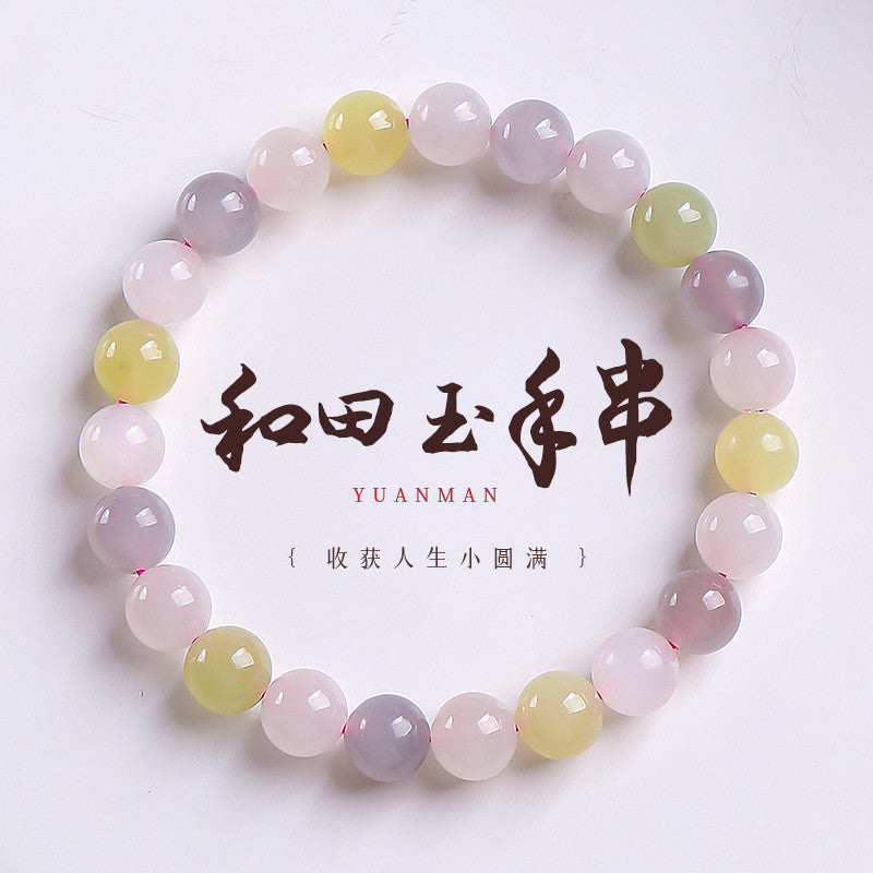 Colorful Mixed Hetian Jade Bracelet, Honey Bean Multi-gem Single Loop Bangle, Fashion Women Jade Jewelry
