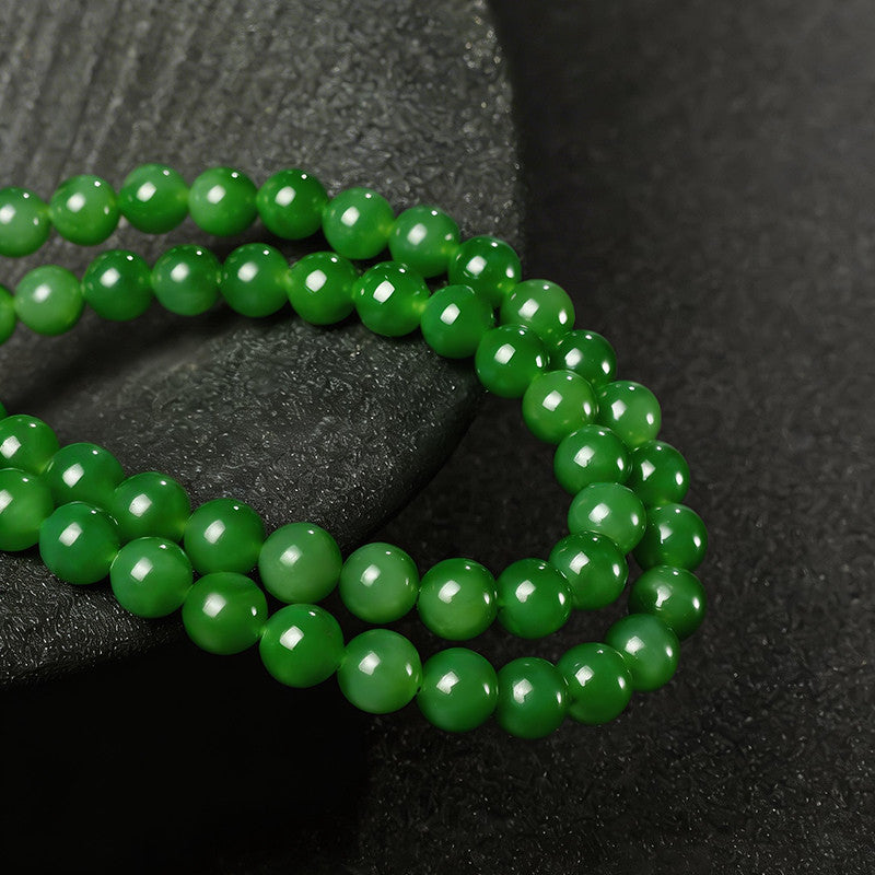 Luxury Collection Grade Hetian Jasper Necklace, No Black Spots, High-oil Apple Green & Bright Green Clavicle Chain