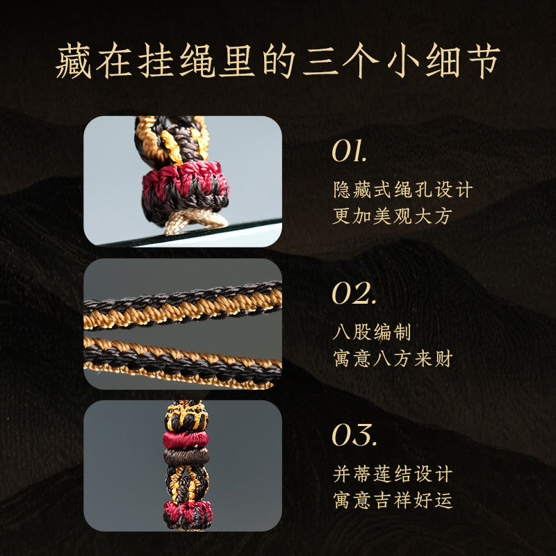 Hetian Jade Safety Buckle Pendant, Craft Heritage Series, Intangible Cultural Heritage Gold-Silver Inlay Technique, Swastika Pattern, Auspicious & Safe Ornament