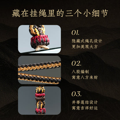 Hetian Jade Safety Buckle Pendant, Craft Heritage Series, Intangible Cultural Heritage Gold-Silver Inlay Technique, Swastika Pattern, Auspicious & Safe Ornament