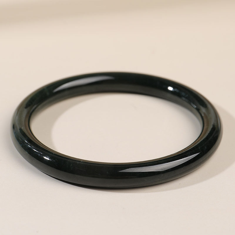 Elegant Green Hetian Jade Bangle, Simple Stylish Beauty Bangle for Women