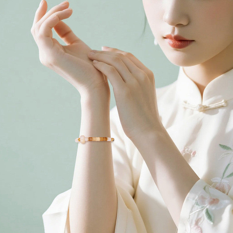 Hetian Jade Bracelet, Cloud Hoop & White Jade Bangle, Bamboo Joint Jade Bracelet for Progress