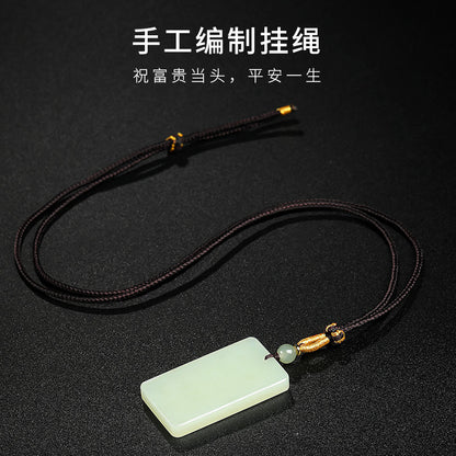 Unisex Light Cyan Clear Water Hetian Jade Plain Pendant, Festival Gift