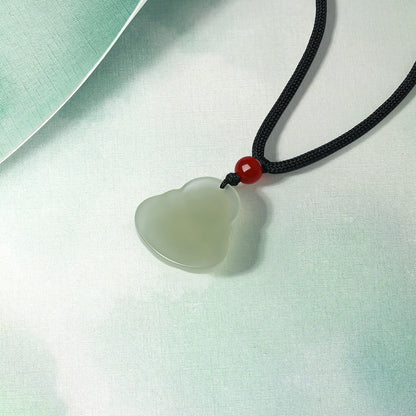 Moist Green Hetian Jade Smiling Buddha Pendant, Unisex Buddha Jade Necklace