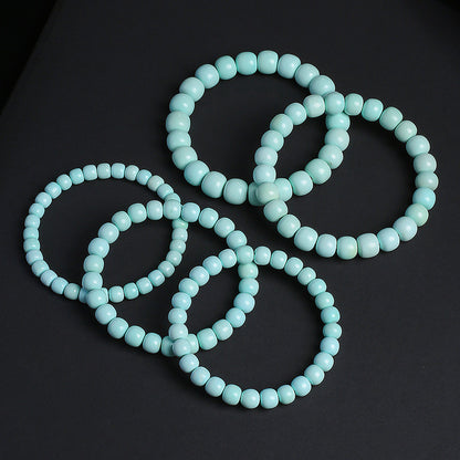 Unisex Turquoise Bracelet, Natural Raw Ore Non-Optimized High Porcelain Beads, Single-Circle Wenwan Bangle, Festival Gift