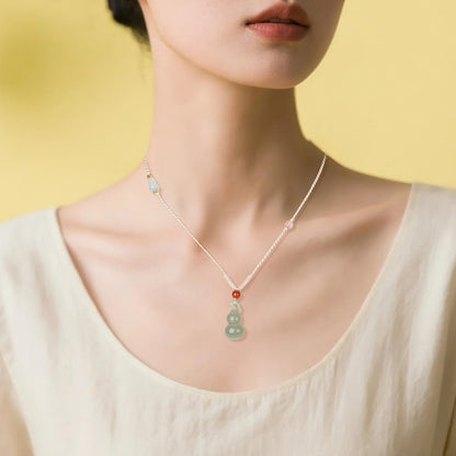 Unisex Stylish Simple Hetian Jade Gourd Pendant, Fortune & Blessing Charm, Festival Gift