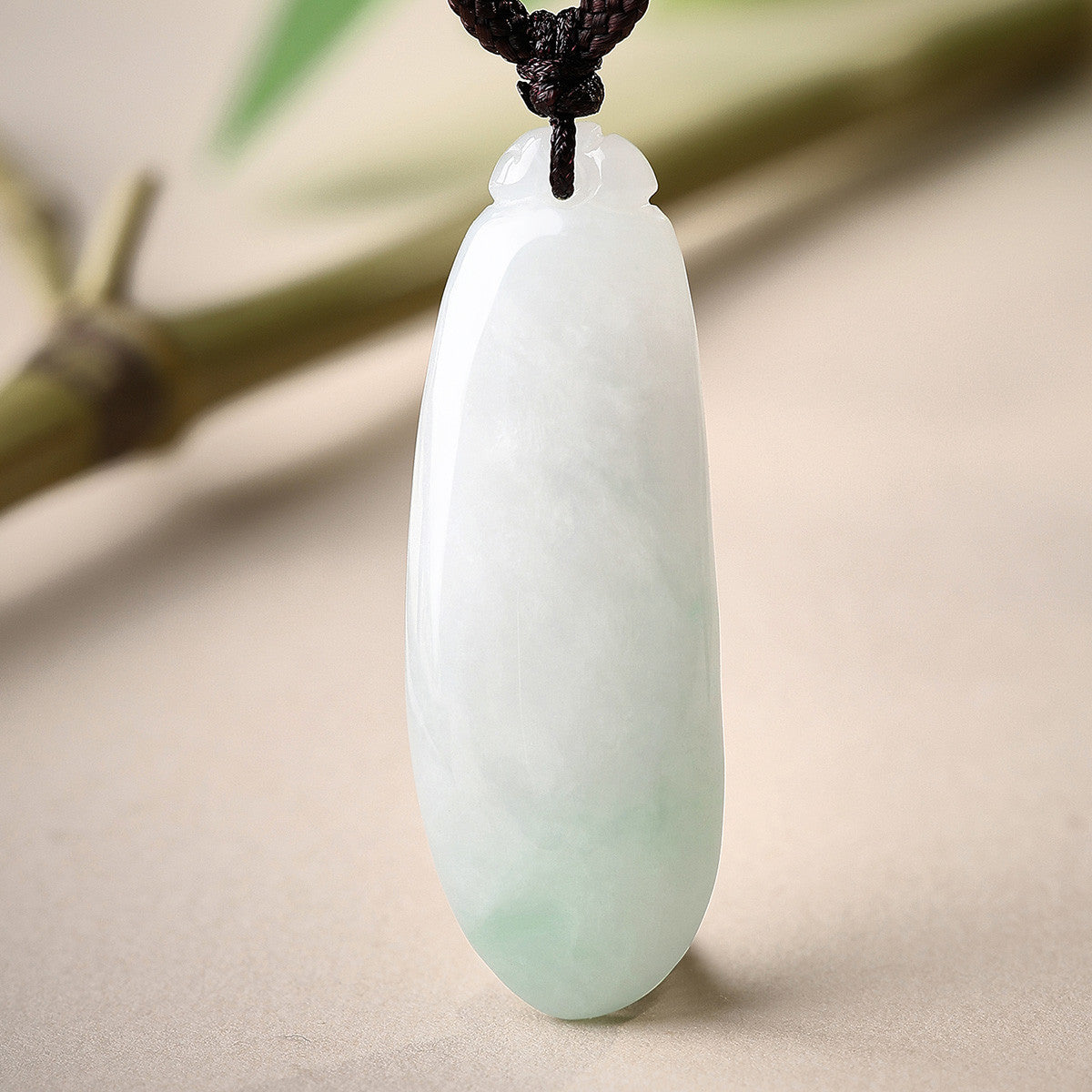 Pure Elegance Series Emerald Melon Pendant with Braided Cord, Auspicious Ruyi Jade Charm, Premium Gift, With Certificate & Collectible Value