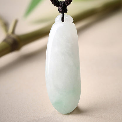 Pure Elegance Series Emerald Melon Pendant with Braided Cord, Auspicious Ruyi Jade Charm, Premium Gift, With Certificate & Collectible Value