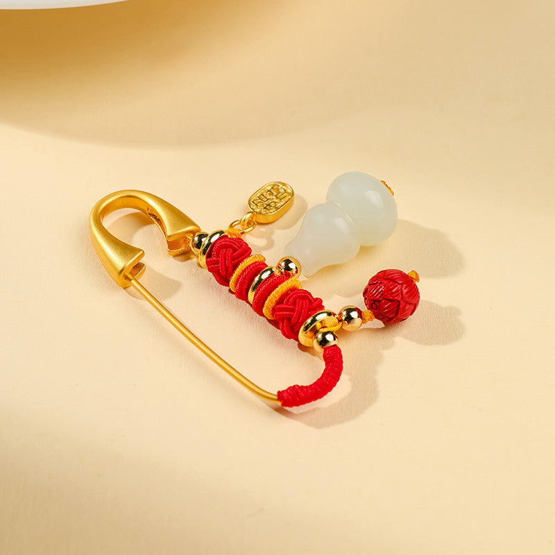 Pale Cyan Hetian Jade Safety Pin Pendant, Ornament for Baby, Infant & Pregnant Women