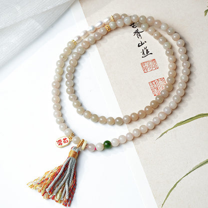 Pink Lotus Root Hetian Jade Multi-loop Bracelet