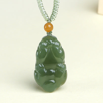 Prosperous Fortune | Hetian Jade Lake-Green Pixiu Pendant, Unisex Auspicious Beast Jade Charm