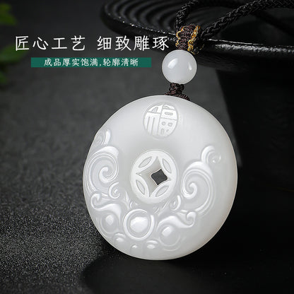 Hetian Jade Pixiu Fortune Plaque & Safety Buckle Pendant, Unisex Jade Charm for Peace & Joy, Holiday Gift with Certificate & Collectible Value