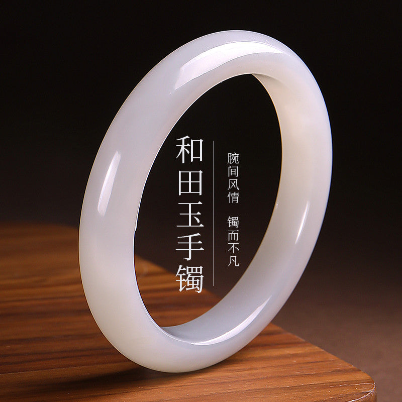 Women's Smoke Purple Hetian Jade Bangle, Peace Style Bracelet, Festival Gift, Multiple Sizes Available, With Certificate