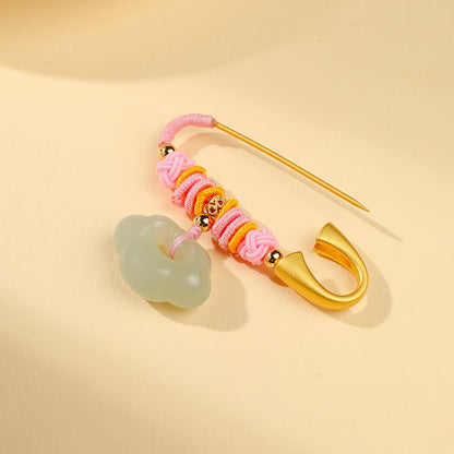 Pale Cyan Hetian Jade Safety Pin Pendant, Ornament for Baby, Infant & Pregnant Women