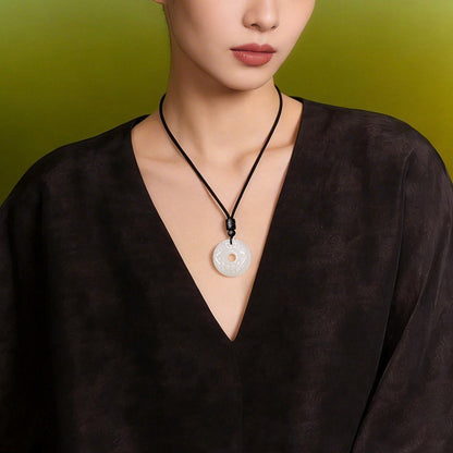 Tianshan Green Jade Pixiu Peace Buckle Pendant, New Chinese Style Minimalist Jade Charm, Festival Gift