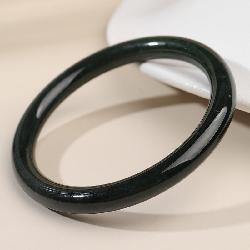 Elegant Green Hetian Jade Bangle, Simple Stylish Beauty Bangle for Women