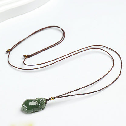 Unisex Lake Green Hetian Jade Vivid Pixiu Pendant, Festival Gift