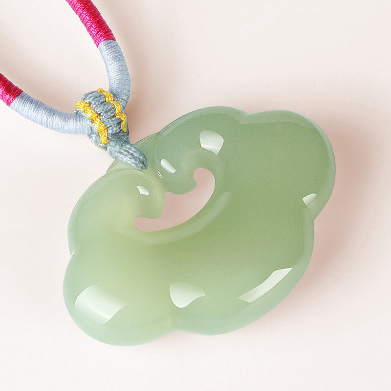 Hetian Jade Ruyi Lock Pendant, Unisex Jade Charm with Appraisal Certificate