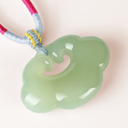 Hetian Jade Ruyi Lock Pendant, Unisex Jade Charm with Appraisal Certificate