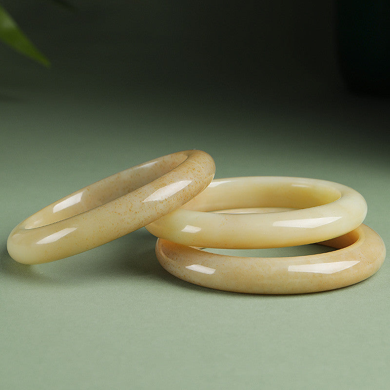Hetian Jade Bangle, Osmanthus Sugar Material Standard Peace Bangle, Multiple Sizes, Gift for Girlfriend & Mother