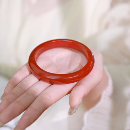 Red Agate Wide Safety Bangle, Multiple Sizes Optional Natural Agate Bracelet