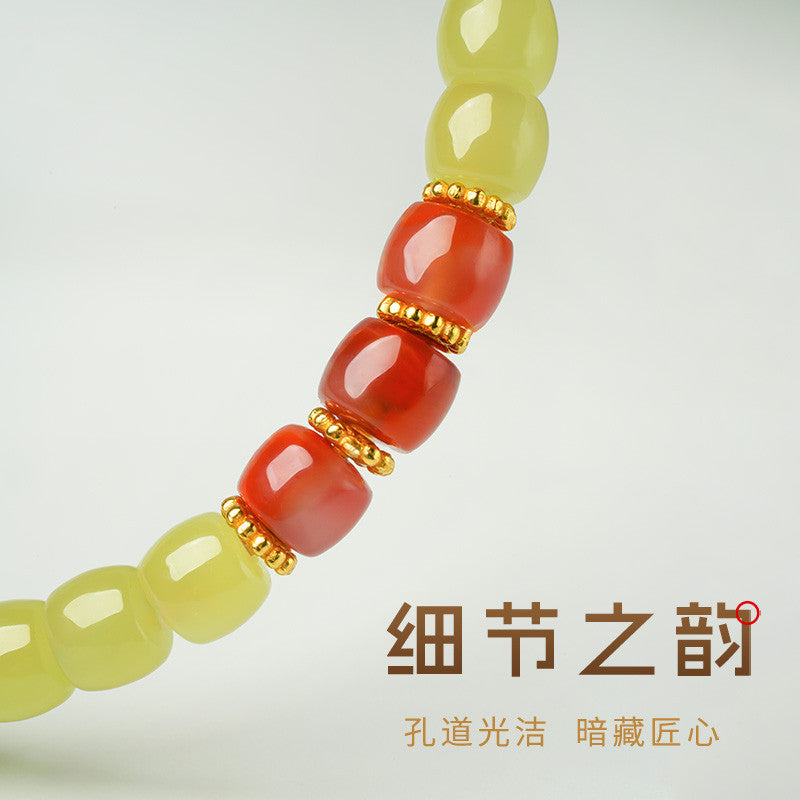 Collection Grade High-oil Yellow Tone Hetian Jade Bracelet, Exquisitely Polished Straight-cut Single-loop Bangle