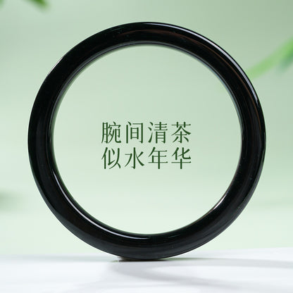 Dark Green Hetian Jade Square Bangle, Holiday Gift for Girlfriend & Mom