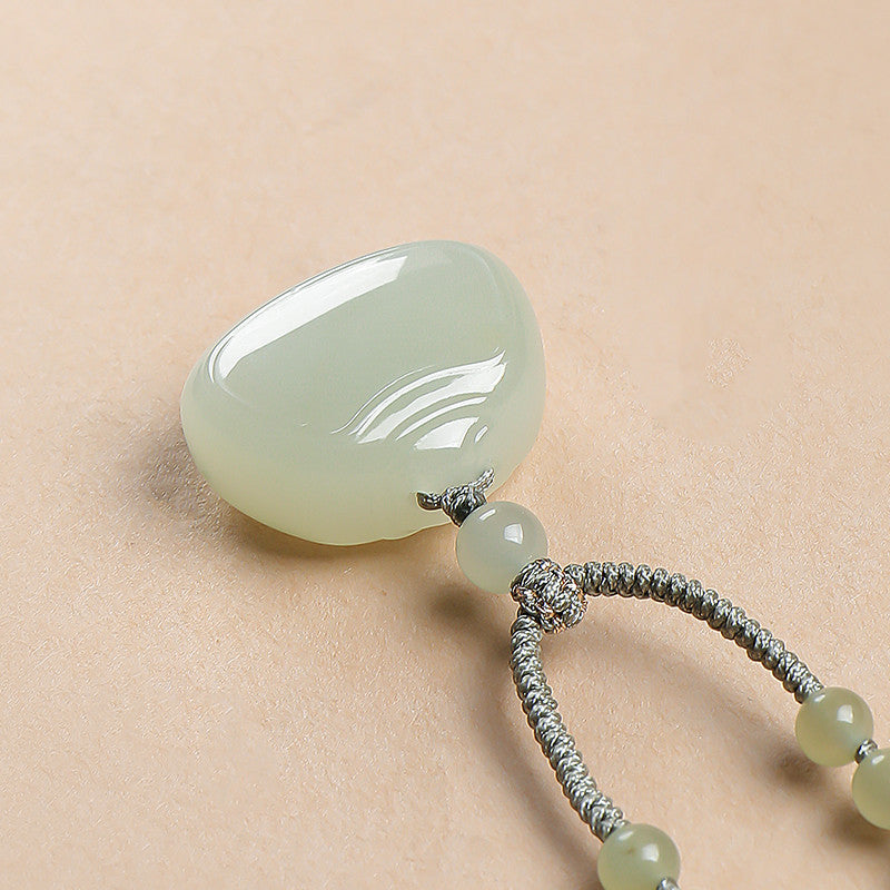 Peace Lock | Pale Cyan Hetian Jade Safety Lock Pendant for Women, Clear Water Style Lock-shaped Jade Gift