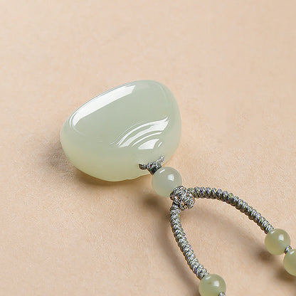 Peace Lock | Pale Cyan Hetian Jade Safety Lock Pendant for Women, Clear Water Style Lock-shaped Jade Gift