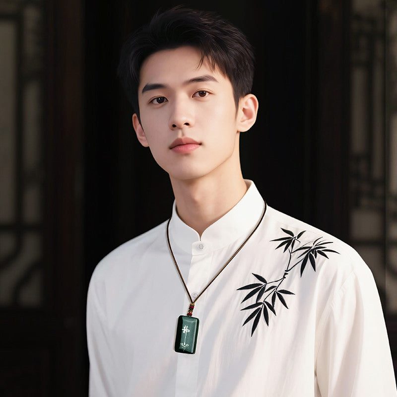 Shouyi Collection Hetian Jade Guanyin Pendant, Intangible Cultural Heritage Gold & Silver Inlay Craft, Serene Zen-style Jade Ornament with Certificate