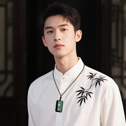Shouyi Collection Hetian Jade Guanyin Pendant, Intangible Cultural Heritage Gold & Silver Inlay Craft, Serene Zen-style Jade Ornament with Certificate