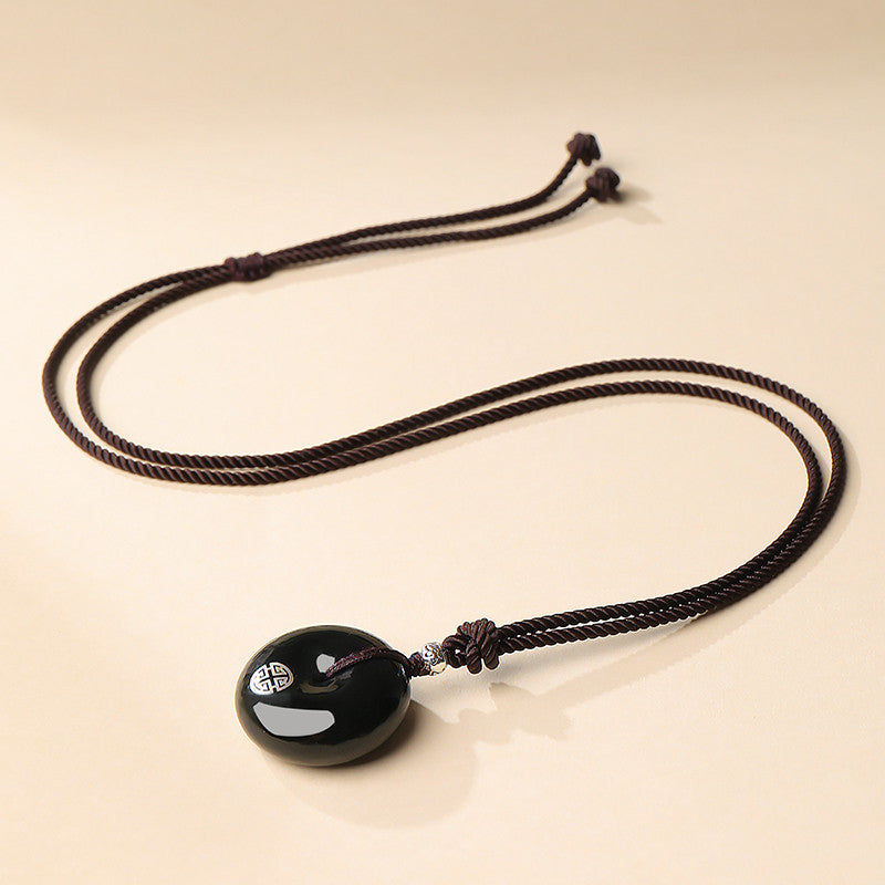 Oily Hetian Dark Green Jade Safety Buckle Pendant, Unisex Peace Jade Charm
