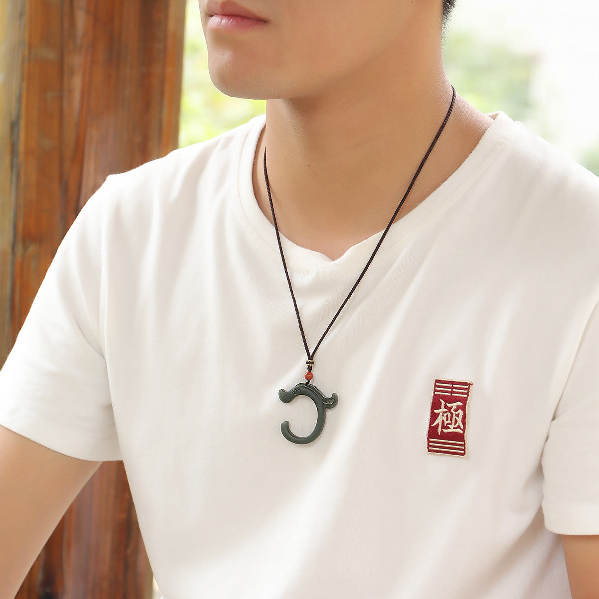 Fortune Dragon Hetian Jade Pendant, Fine-grain Cyan Jade Men's Zodiac Dragon Pendant