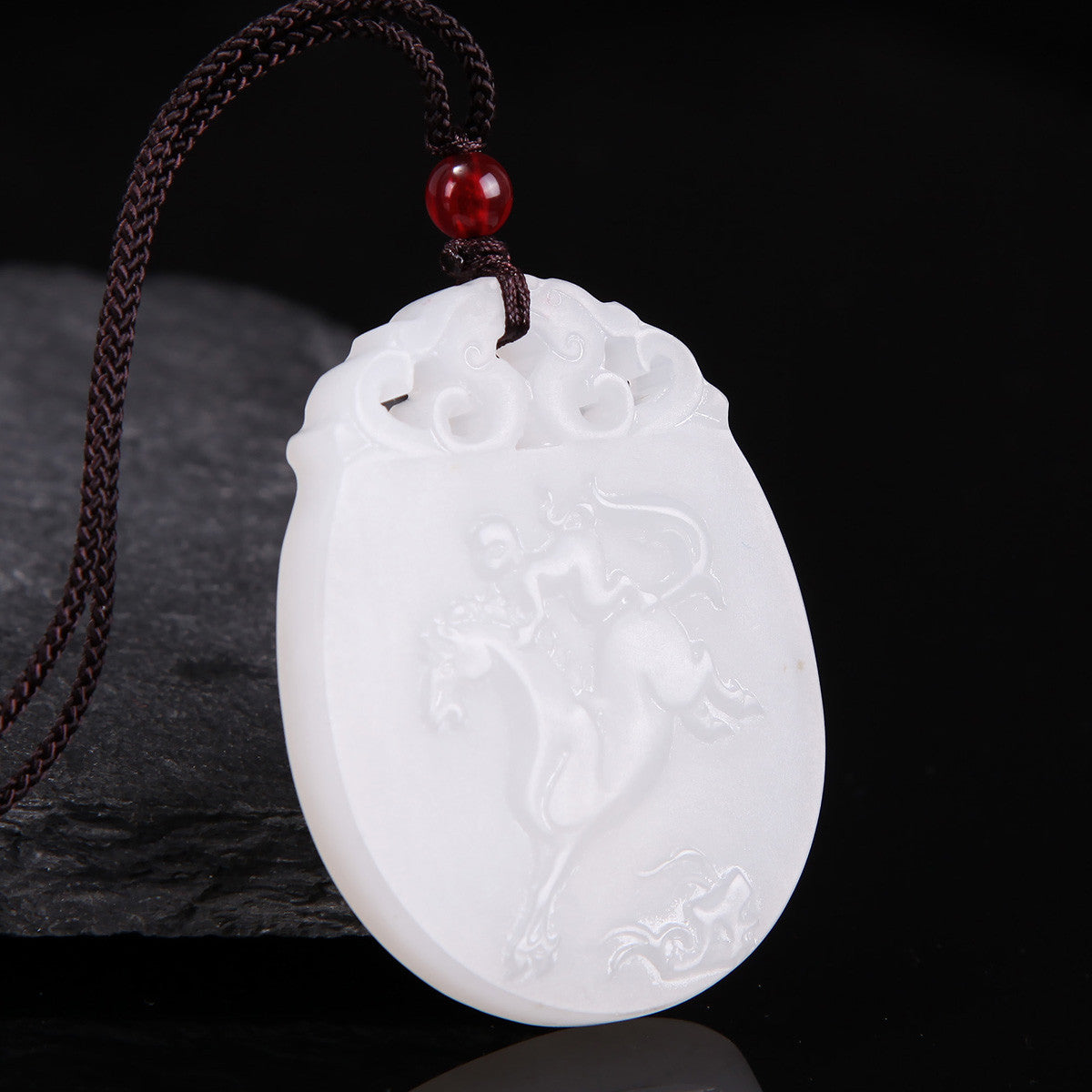 White Hetian Jade Pendant, Fine Carved Pixiu & Guanyin Pendant, Greasy Glossy High White Jade