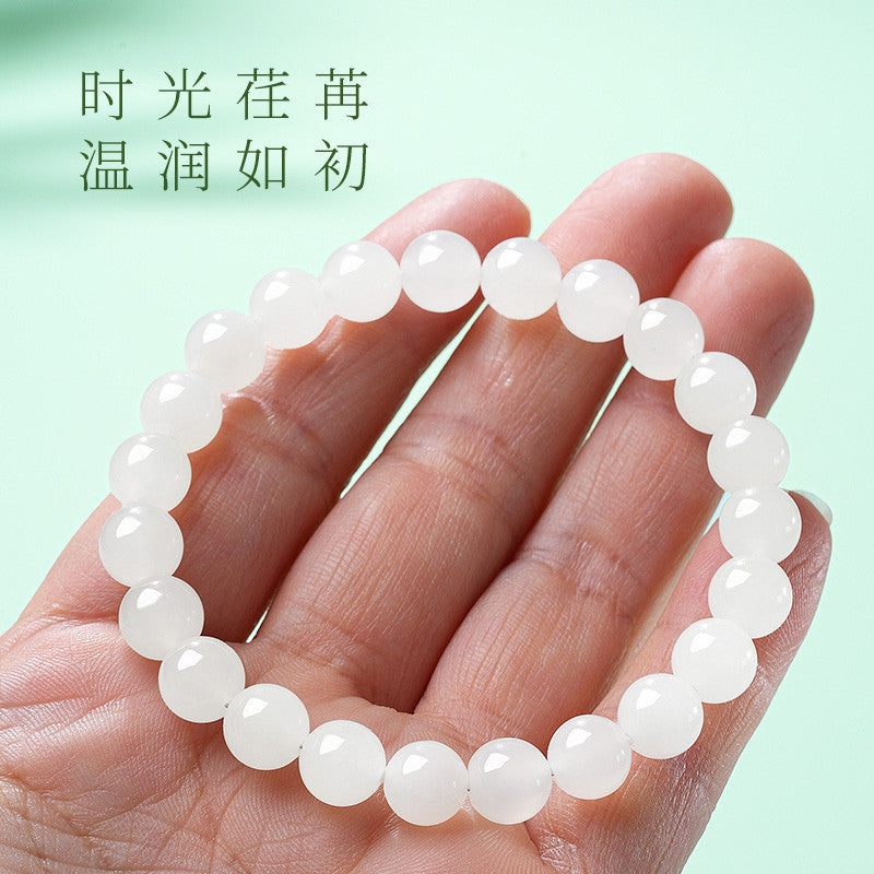 [Premium Grade] High-Oily White Hetian Jade Bracelet, Plain Single Loop Couple Bracelet